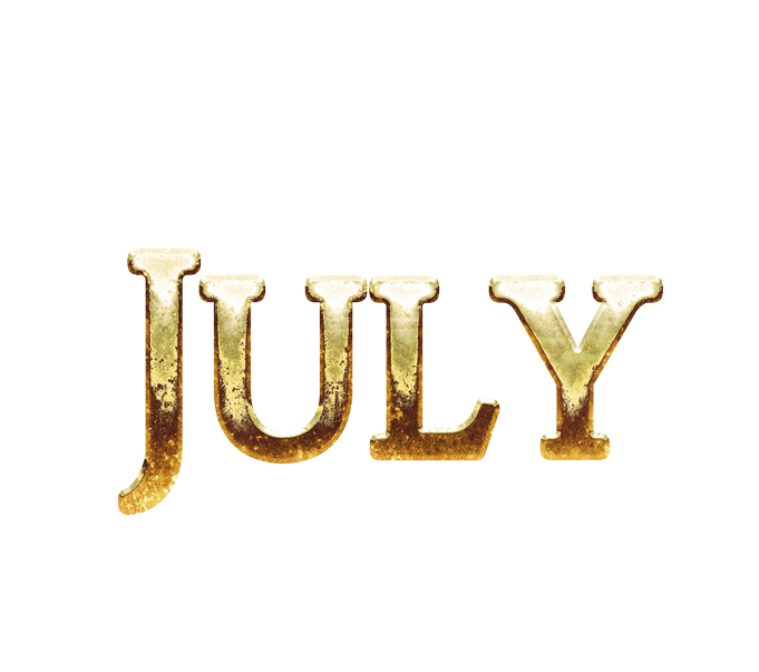 July png, word July png, July word png, July text png, July letters png, July word gold text typography PNG images transparent background
